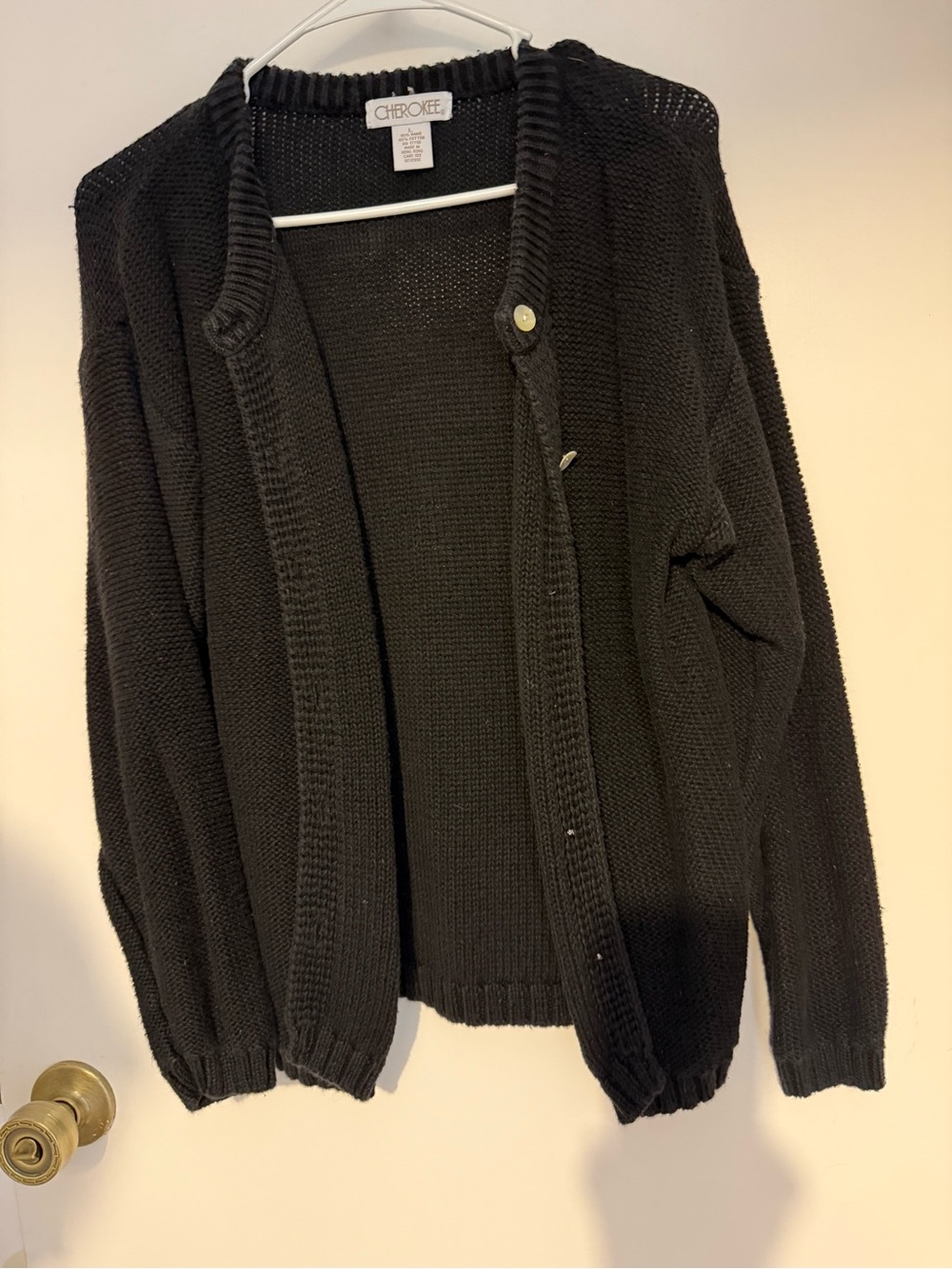 Cherokee Black Open-Front Knit Cardigan Sweater